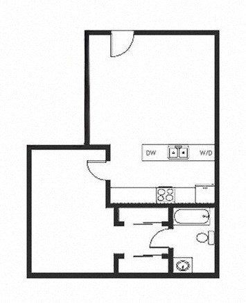 Floor plan for 1 bed, 1 bath, 1433 sqft